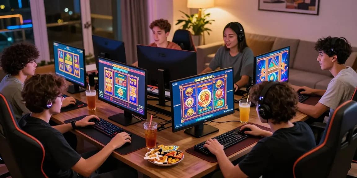 Slot gacor dalam suasana permainan online dengan pemain antusias di rumah