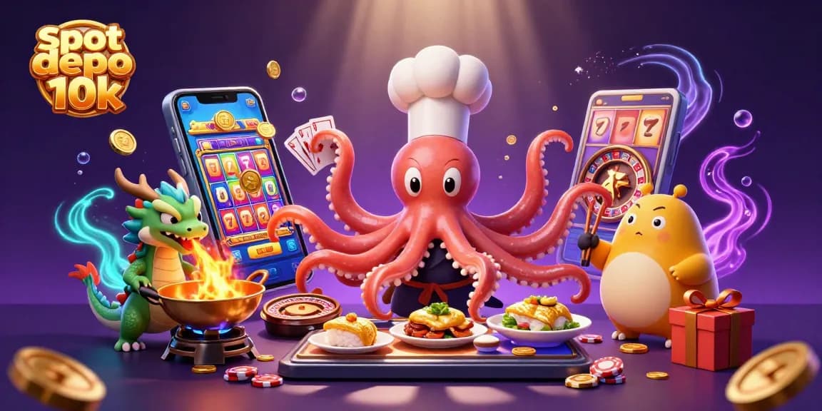 Spin and win with slot depo 10k in a vibrant 3D illustration featuring engaging casino elements.