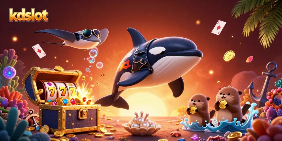 Play exciting games on kdslot with a vibrant underwater theme featuring playful characters.