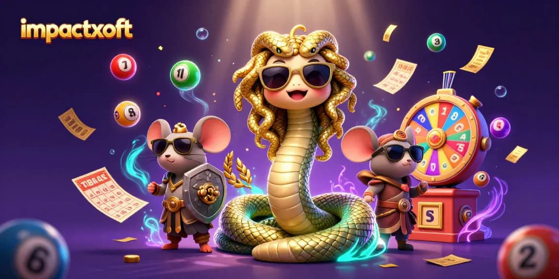 impactxoft offers a vibrant 3D casino illustration with exciting lottery elements and characters.