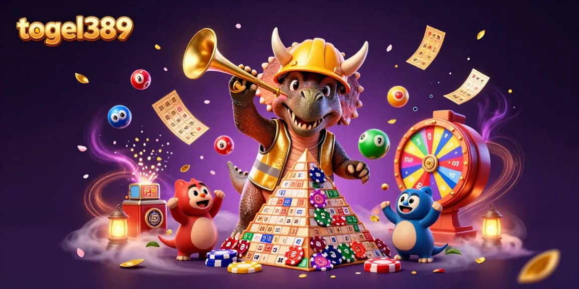 Engage in togel389 with vibrant lottery elements, festive characters, and engaging casino ambiance.