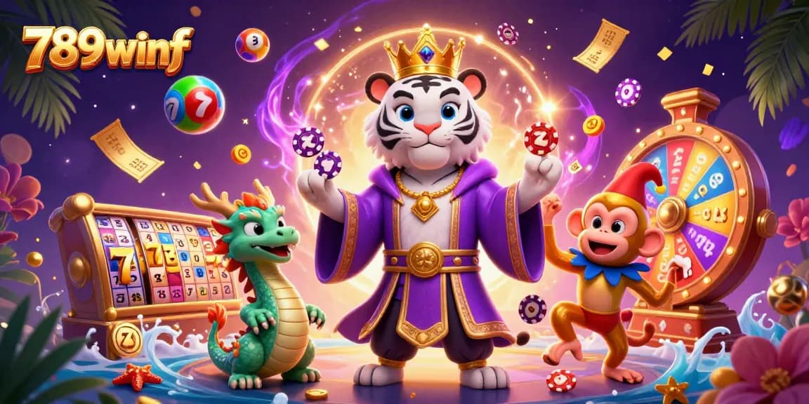 Experience wins at 789winf in this dazzling 3D casino scene featuring iconic gaming elements.