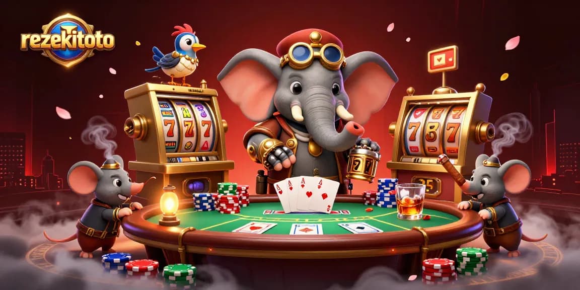 Spin the reels at rezekitoto with our vibrant steampunk-themed slot gaming scene.