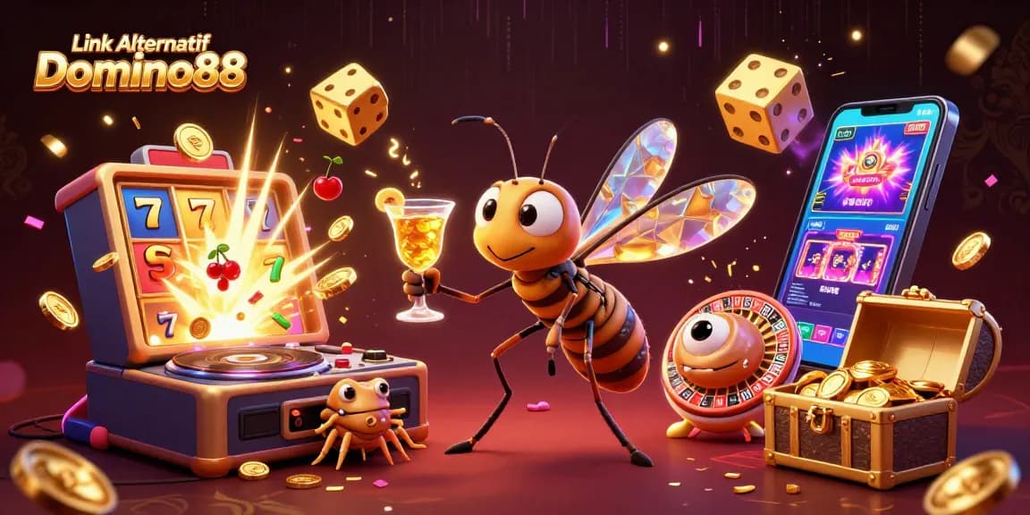 Experience the thrill of winning with Link Alternatif Domino88 and its exciting casino offerings, featuring vibrant 3D graphics.