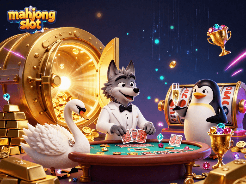 Experience the excitement of mahjong slot with vibrant characters and dynamic casino elements.