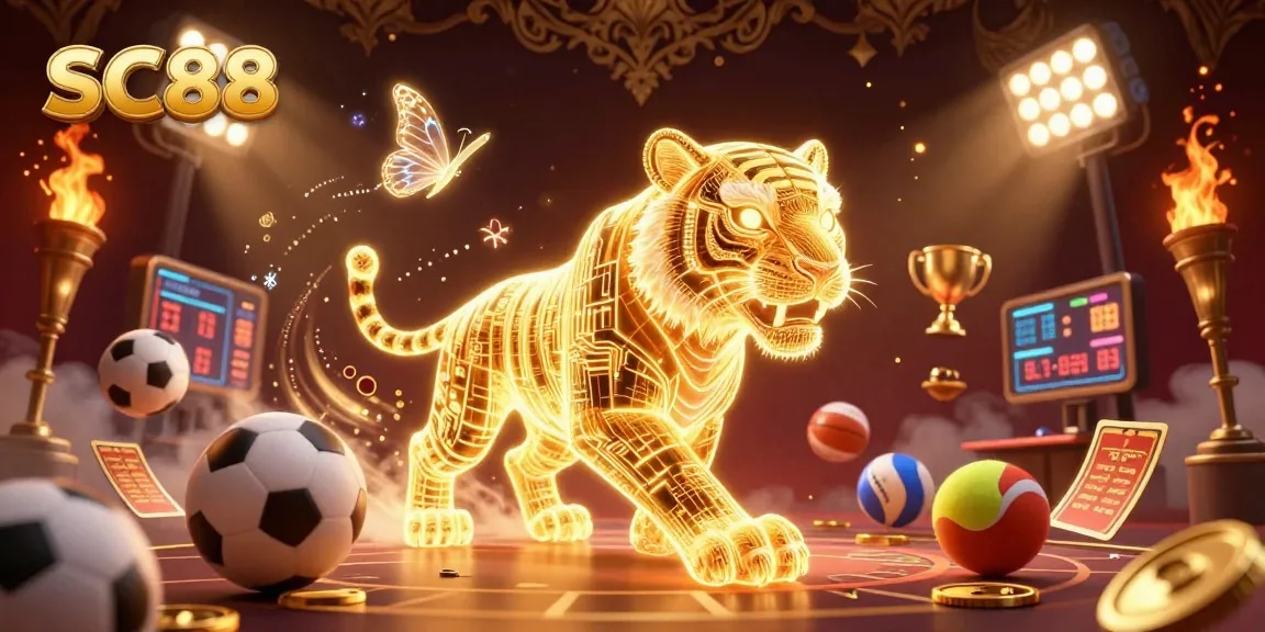 Experience the thrill of betting on SC88 with a vibrant, animated casino scene filled with energy.