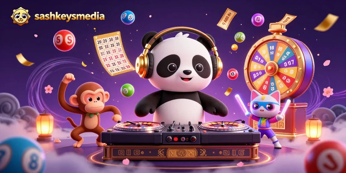 Engage in thrilling games at sashkeysmedia with a lively panda DJ, vibrant colors, and interactive casino elements.