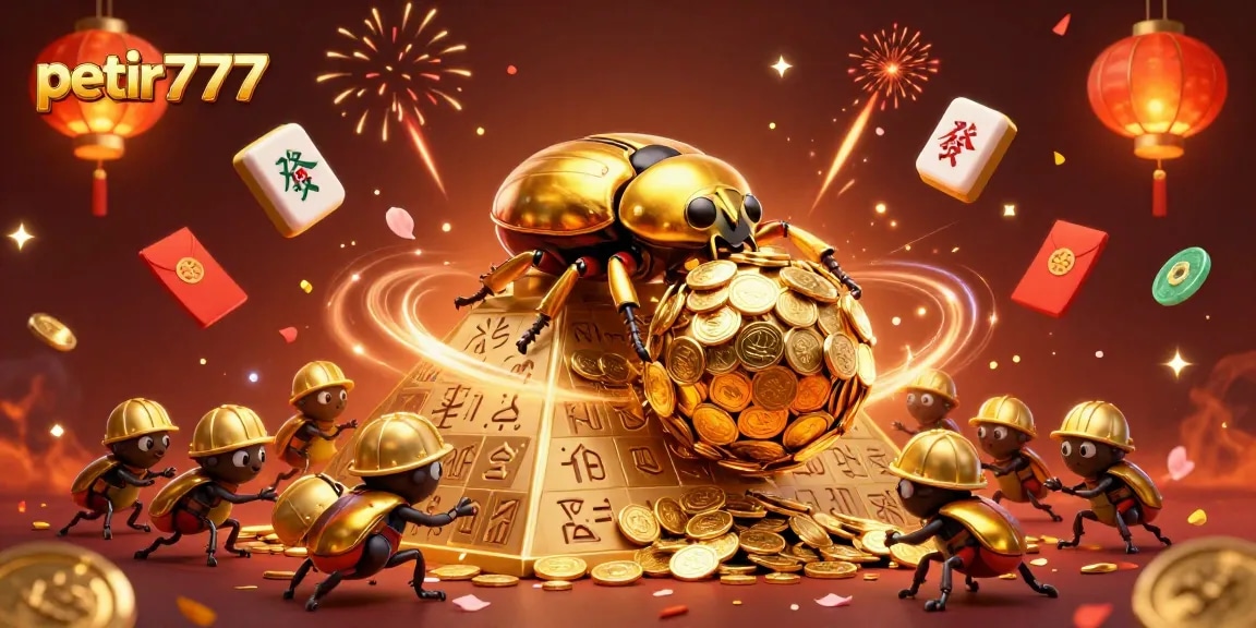 Experience the vibrant petir777 gaming world with golden coins and festive elements.