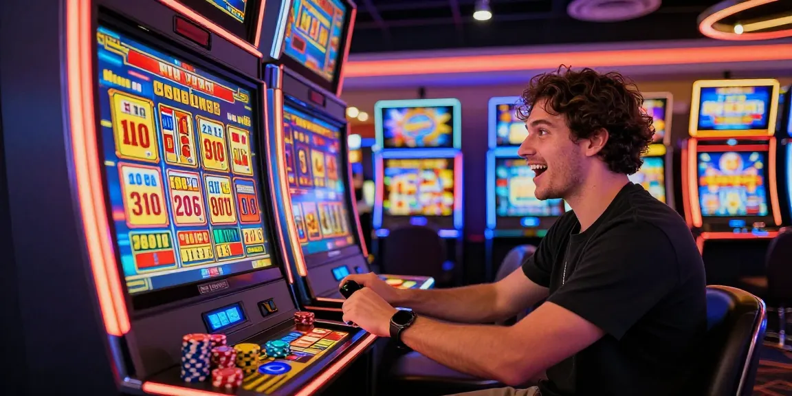 Pengalaman slot gacor hari ini di kasino online yang cerah dan penuh semangat, menampilkan pemain yang bersemangat.