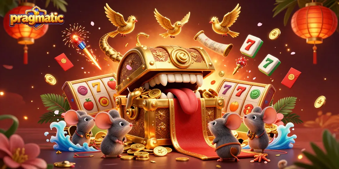 Engage with pragmatic slot adventures amid a vibrant casino scene packed with golden treasures and lucky motifs.