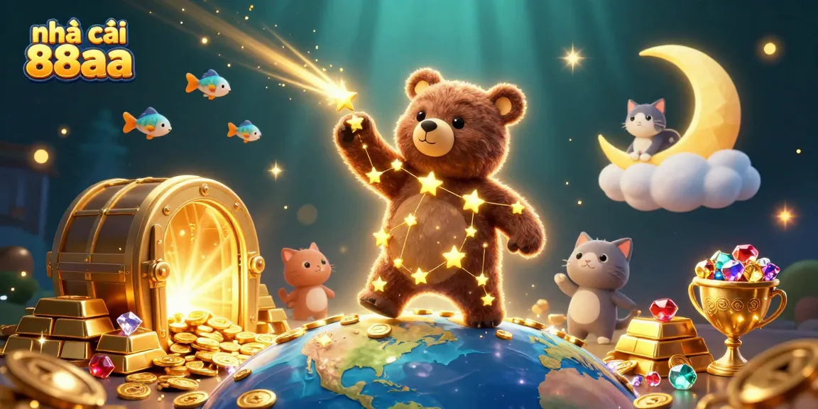 Engage with nhà cái 88aa in a vibrant and dynamic casino scene filled with treasures and stars.