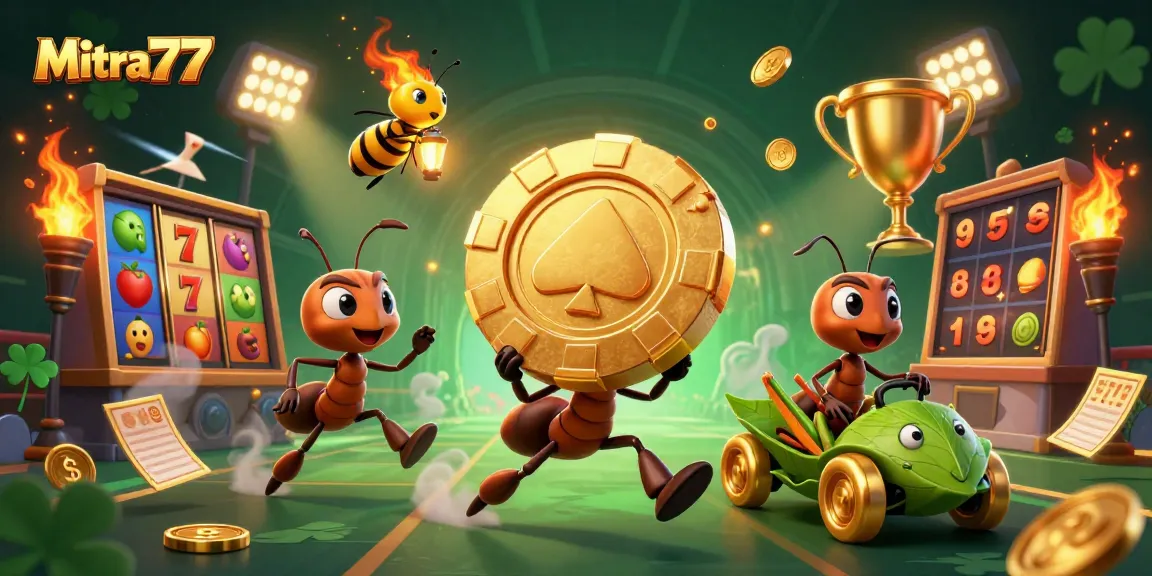 Mitra77 mengasyikkan slot gacor dalam ilustrasi 3D penuh warna dan detail yang menampilkan karakter seru dari dunia perjudian.