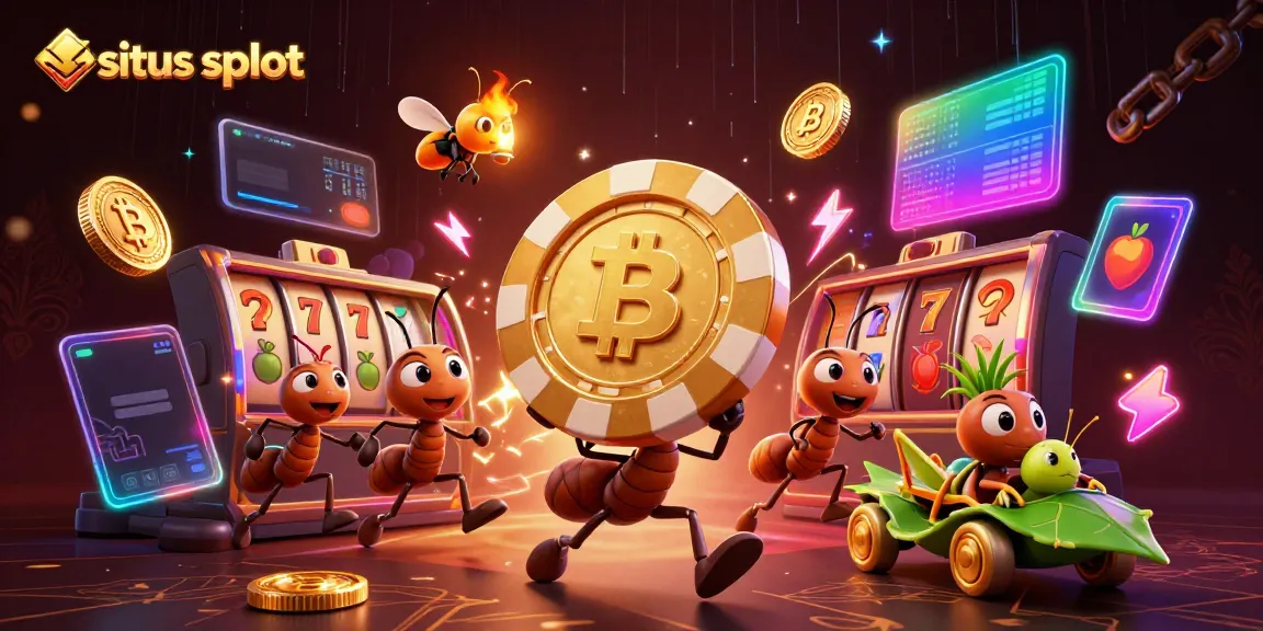 Aksi seru dari situs slot dengan tim semut yang mencuri chip poker emas besar di terowongan yang berkilauan.