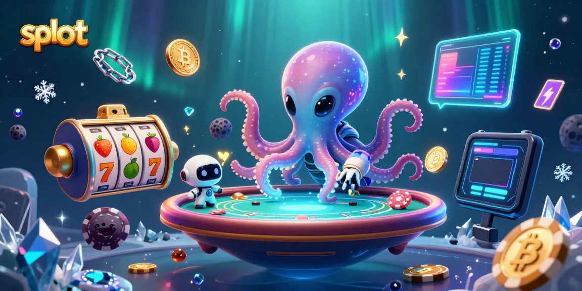 Permainan slot yang menarik dengan karakter alien dan robot dalam ilustrasi 3D, simbol permainan, dan efek visual bergemerlapan.