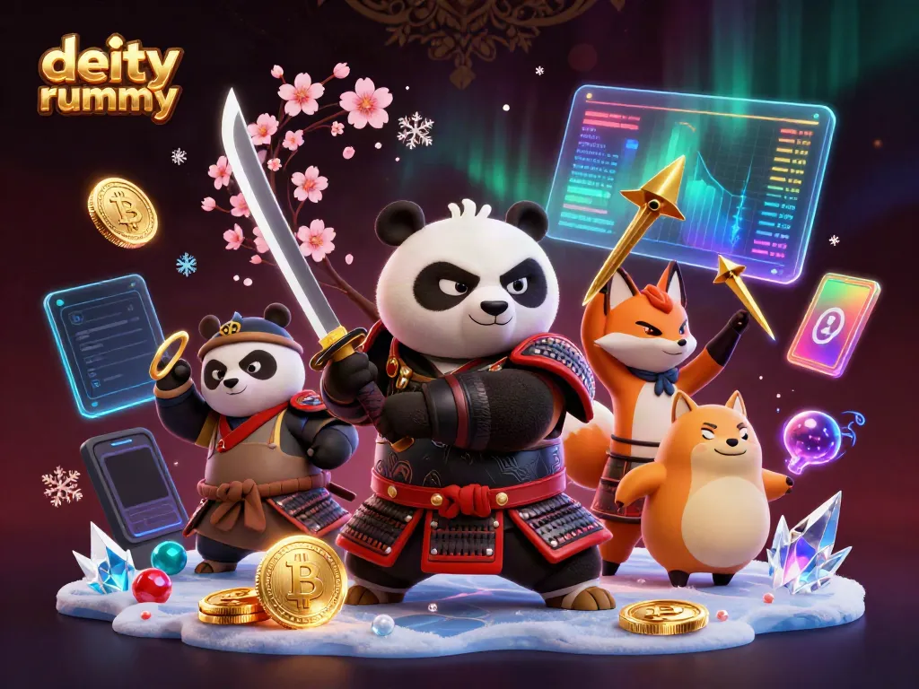 Mainkan deity rummy dengan samurai panda, rubah ninja, dan energi magis tanuki!