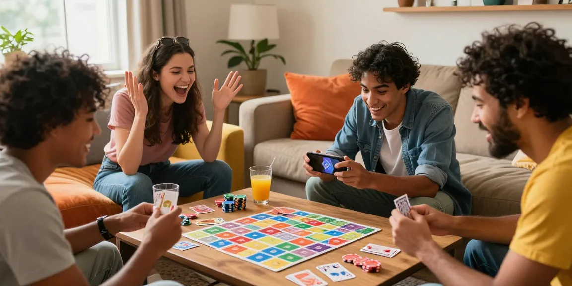 Friends engaging in a thrilling game of Card Rummy, showcasing excitement and camaraderie.
