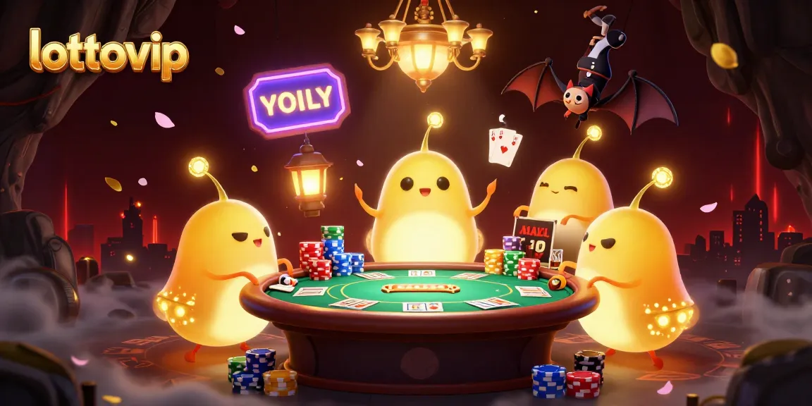 Permainan menarik di lottovip dengan ilustrasi kasino yang dikelilingi oleh karakter bercahaya.