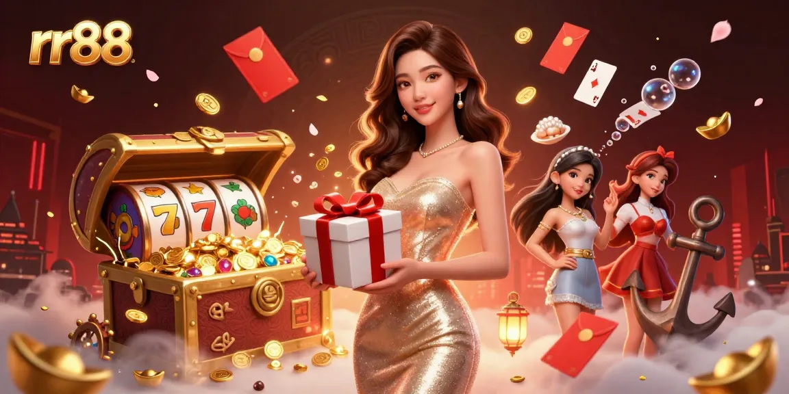 Experience thrilling gameplay at rr88 with a vibrant 3D casino scene overflowing with excitement.