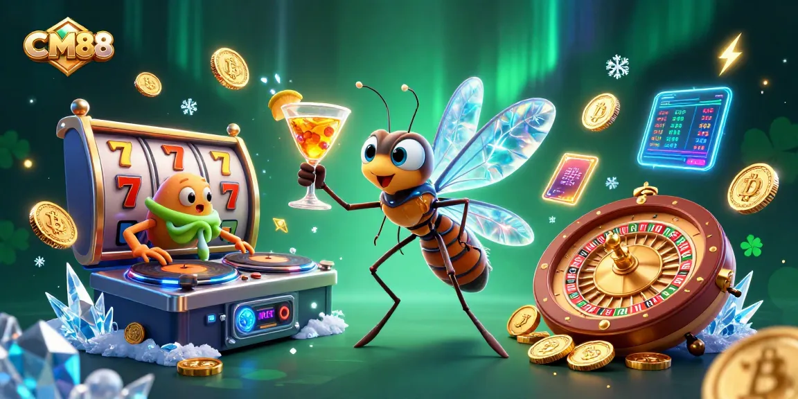 Engage with CM88's vibrant casino scene featuring unique characters and jackpot elements.
