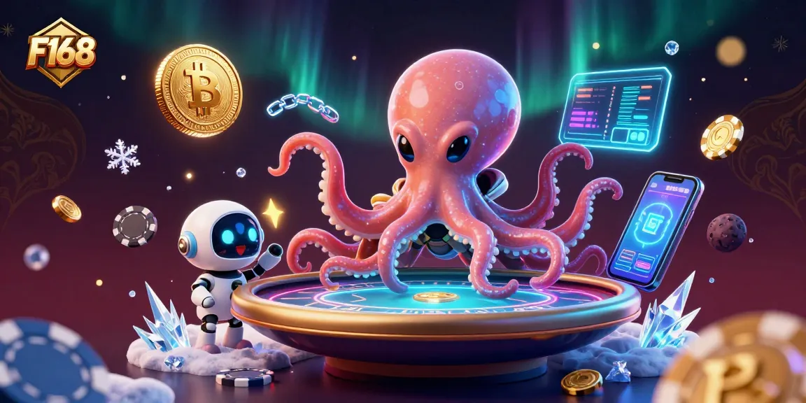 Experience gaming excitement with F168 as a cosmic octopus plays poker!
