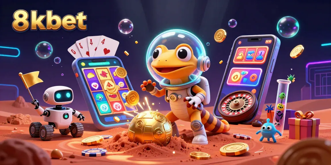 Experience the thrill of 8xbet with a Martian gecko discovering casinos on Mars.