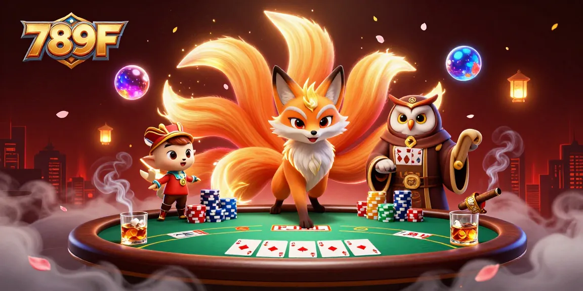 Experience thrilling gameplay at 789F with vibrant casino elements, poker tables, and glowing spirits.