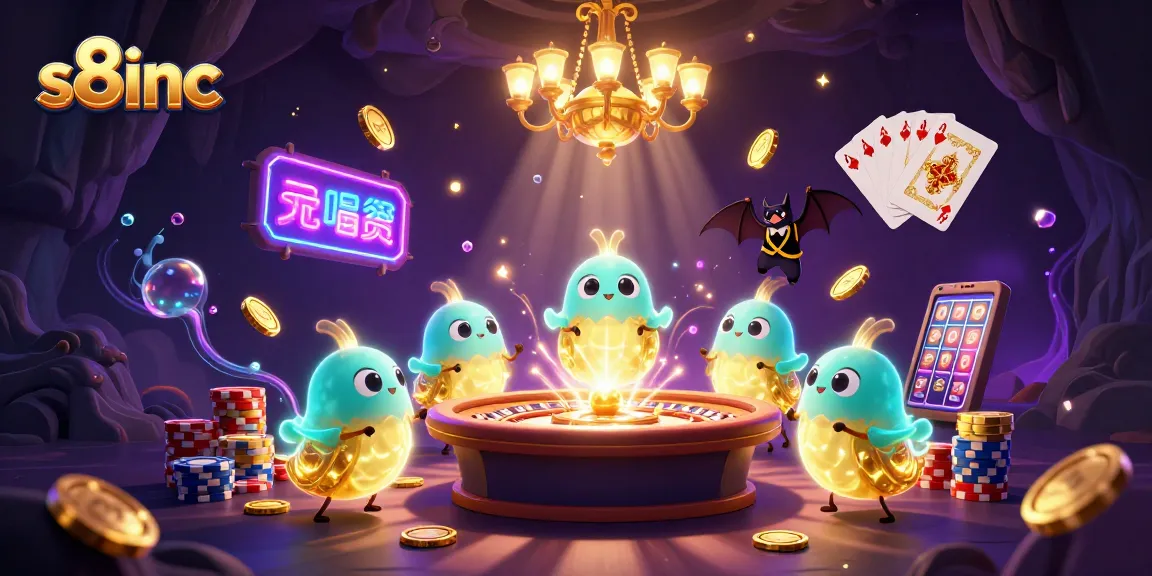 Experience the excitement at s8inc with vibrant casino elements and glowing characters.