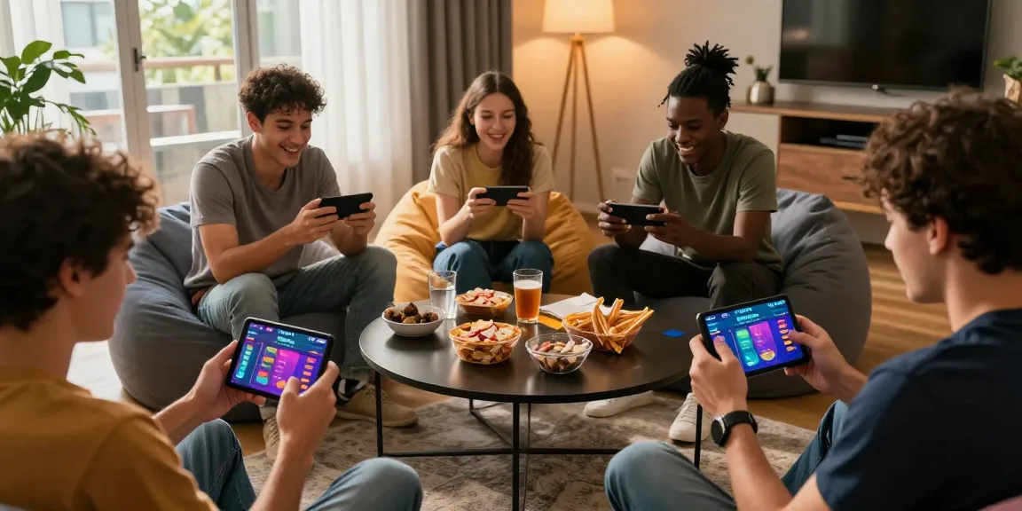 Play online with friends in a vibrant living room setting, engaging in the Teen Patti Gold app for a fun gaming experience.