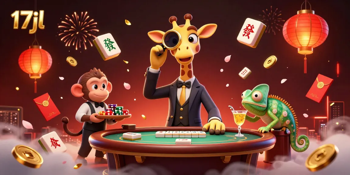 Experience the excitement of gambling with 17jl featuring a giraffe high-roller at a poker table.