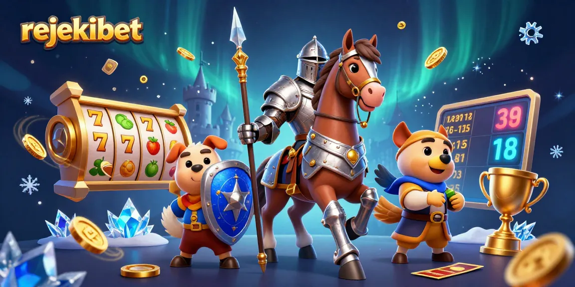Experience rejekibet's thrilling slot action with a knight and companions in vibrant, dynamic 3D illustration.