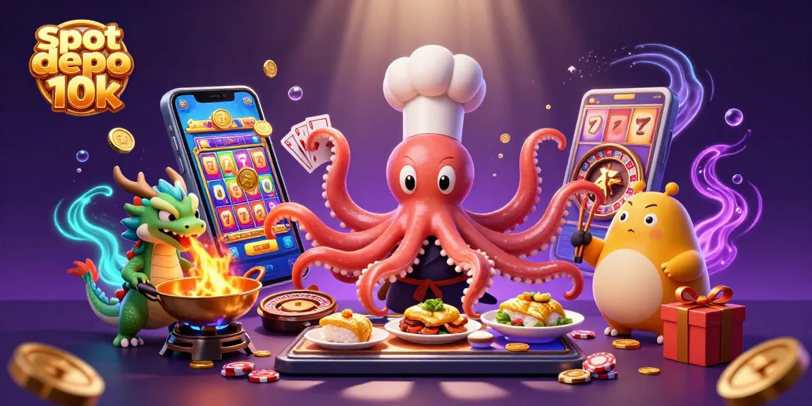 Spin and win with slot depo 10k in a vibrant 3D illustration featuring engaging casino elements.