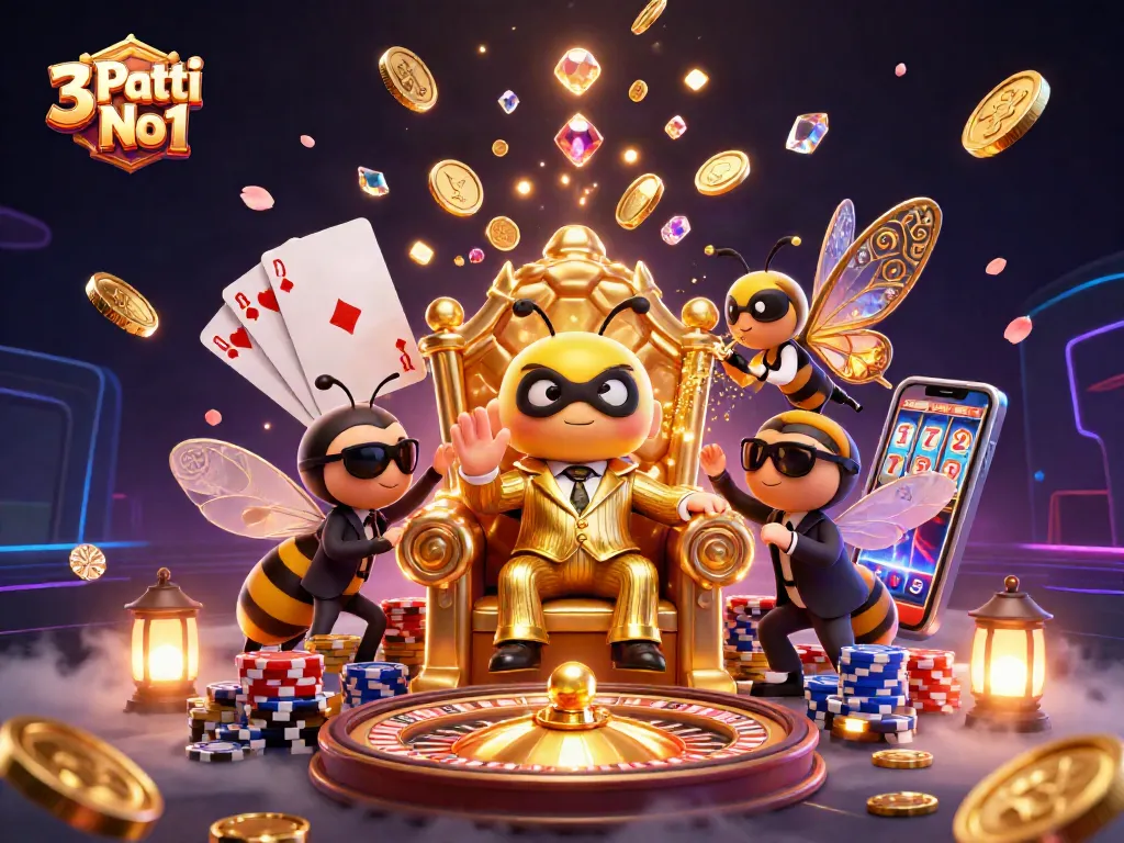 Engage with 3 Patti No1 through a vibrant casino scene filled with dynamic gaming elements.