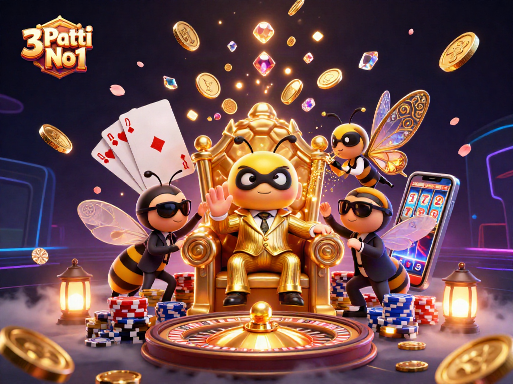 Engage with 3 Patti No1 through a vibrant casino scene filled with dynamic gaming elements.