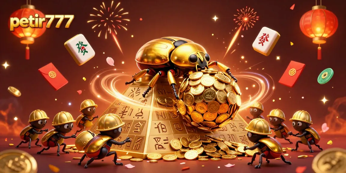 Experience the vibrant petir777 gaming world with golden coins and festive elements.