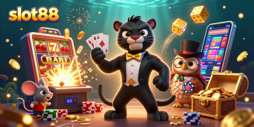 Menangkan jackpot di slot88 dengan slot mesin besar meledak koin dan simbol keberuntungan.
