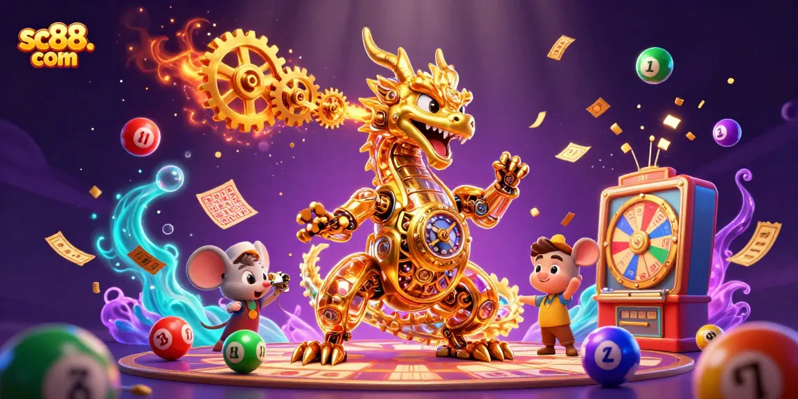 Experience the excitement at sc88. com with a vivid 3D illustration featuring a golden dragon symbolizing jackpot riches.