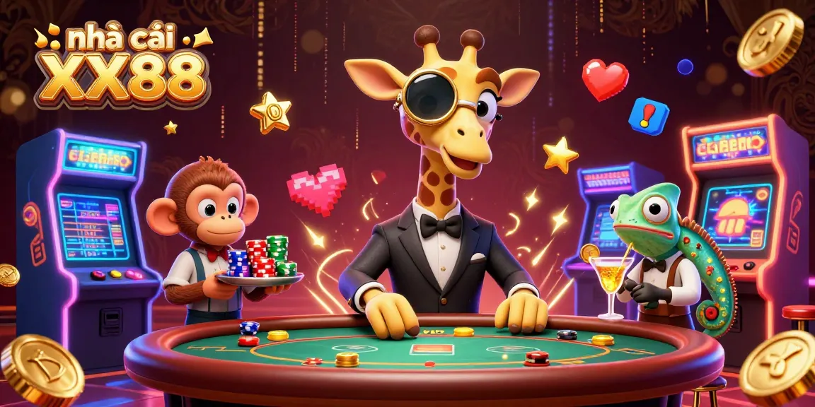Experience the excitement at nhà cái XX88 with vibrant 3D casino characters and elements.