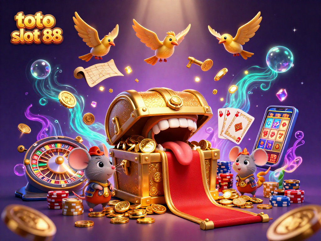 Experience the thrill of toto slot 88 with dynamic action from a treasure chest and sparkling riches.