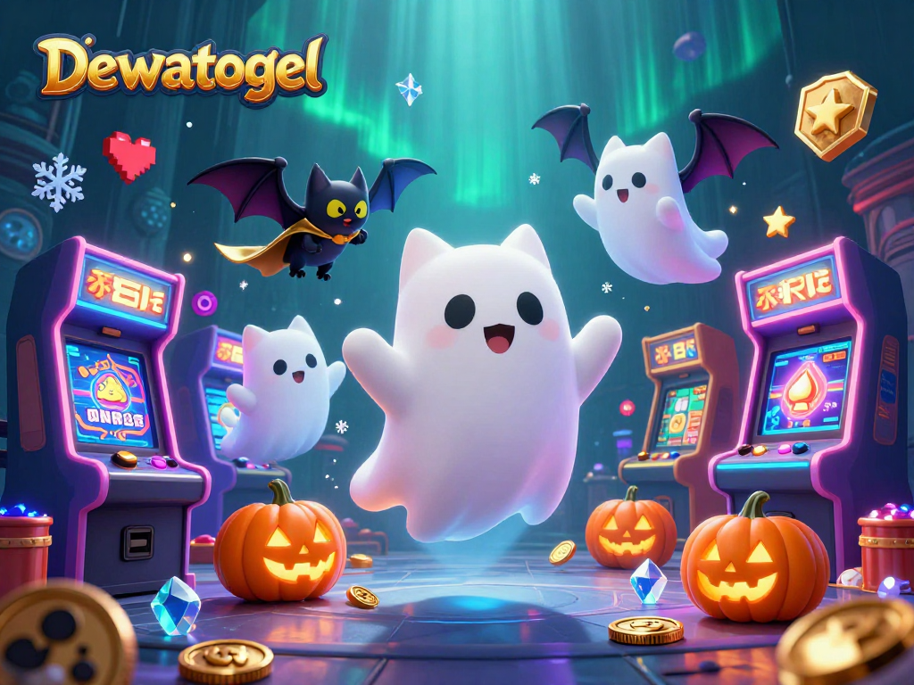Dewatogel memberikan pengalaman bermain dengan karakter kucing hantu mengapung di kasino yang dihantui.
