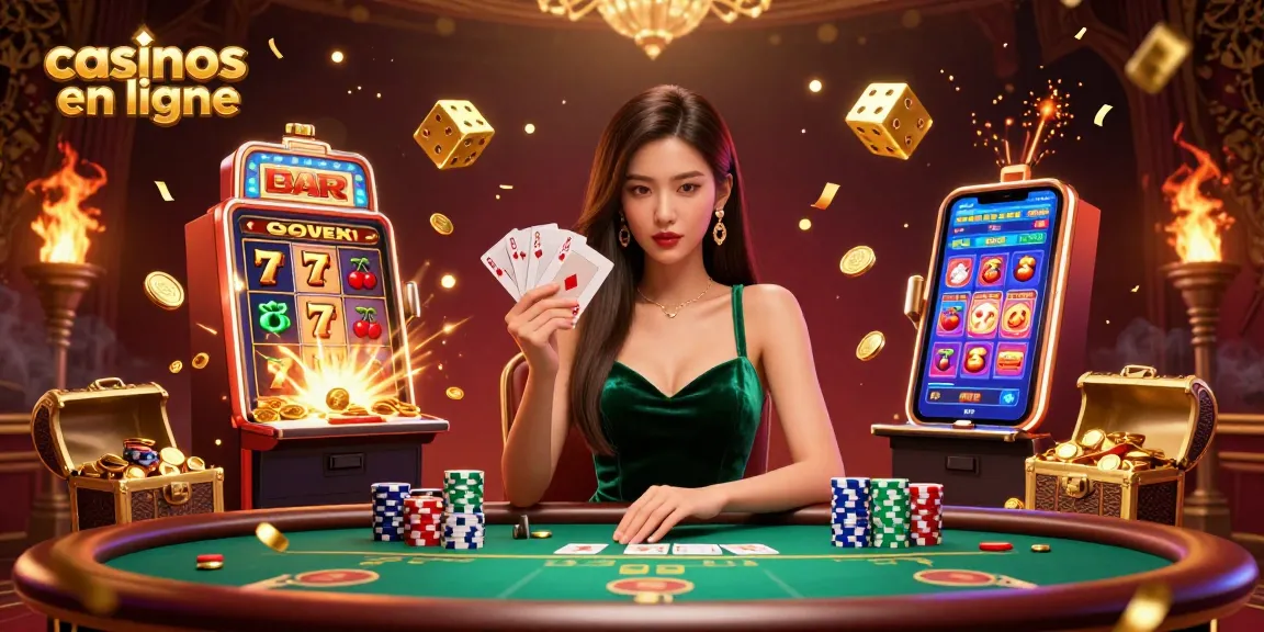 Engage with casinos en ligne in a vibrant poker scene featuring a beautiful dealer and dynamic game elements.