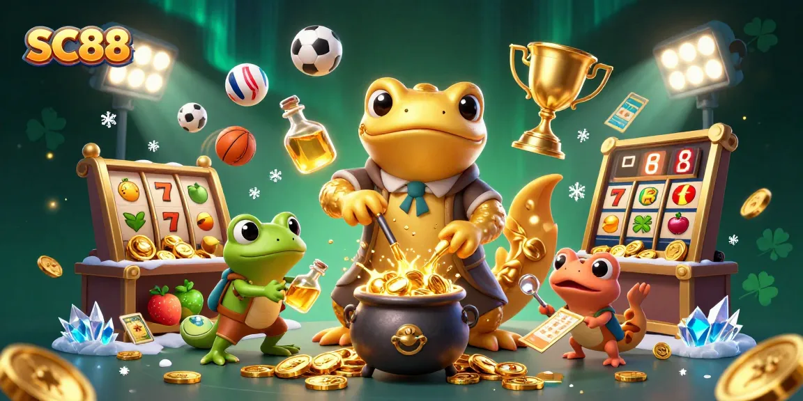 SC88 illustration showcasing thrilling casino games and vibrant action in a fantasy setting.