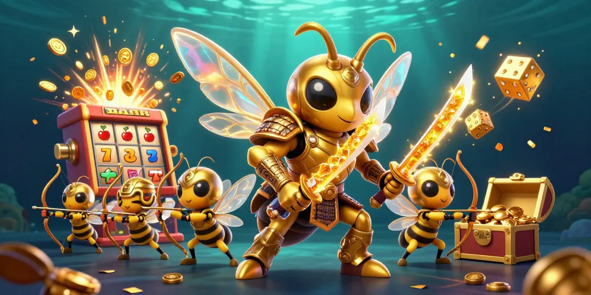 Engage with cm88seo's vibrant casino scene featuring a hornet warrior battling amid explosive jackpots and lively gaming elements.