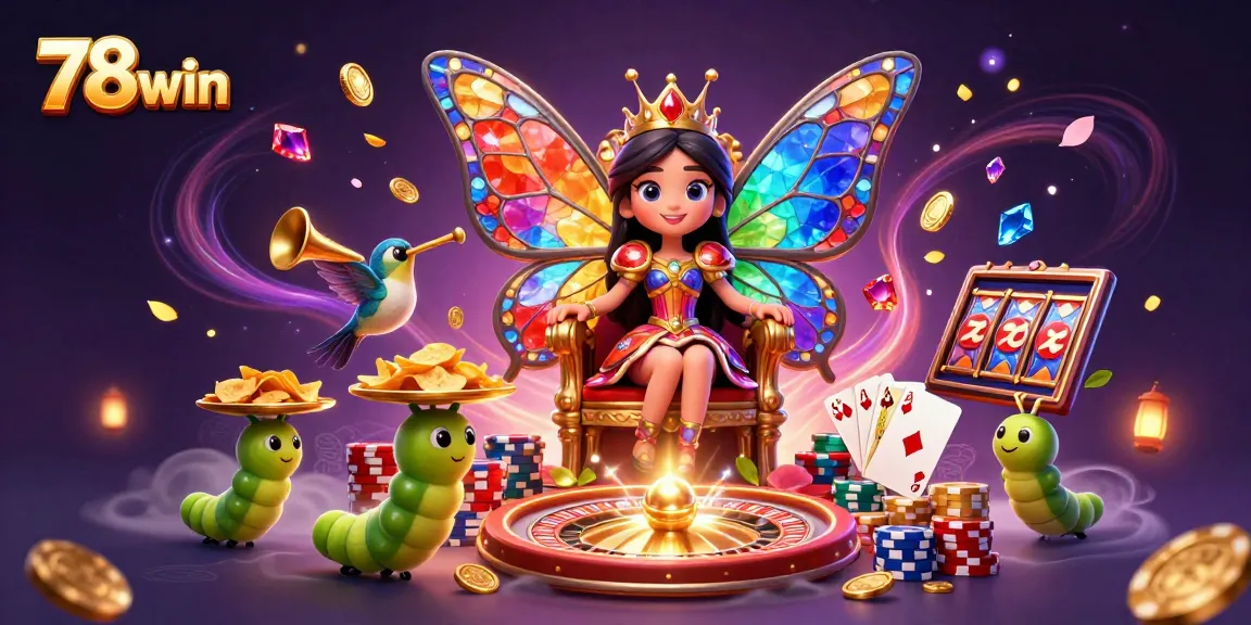 Experience thrilling features of 78win in this vibrant, action-packed casino illustration.