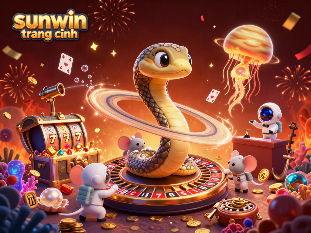 Experience the excitement of sunwin trang chính with cartoon characters engaging in dynamic casino fun.