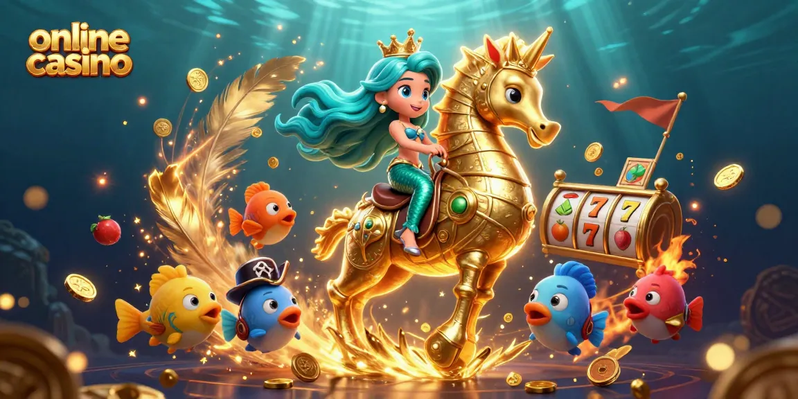 Experience the thrill of an online casino with a mermaid princess and exciting gameplay elements.