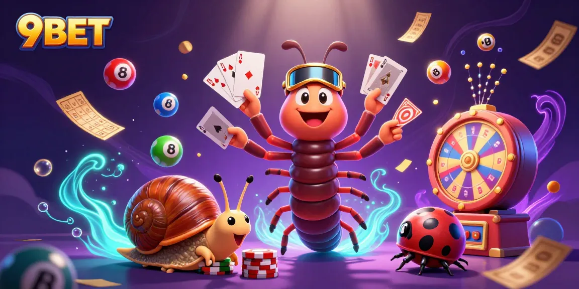 Engage in thrilling gameplay with 9BET surrounded by colorful elements and vibrant characters.