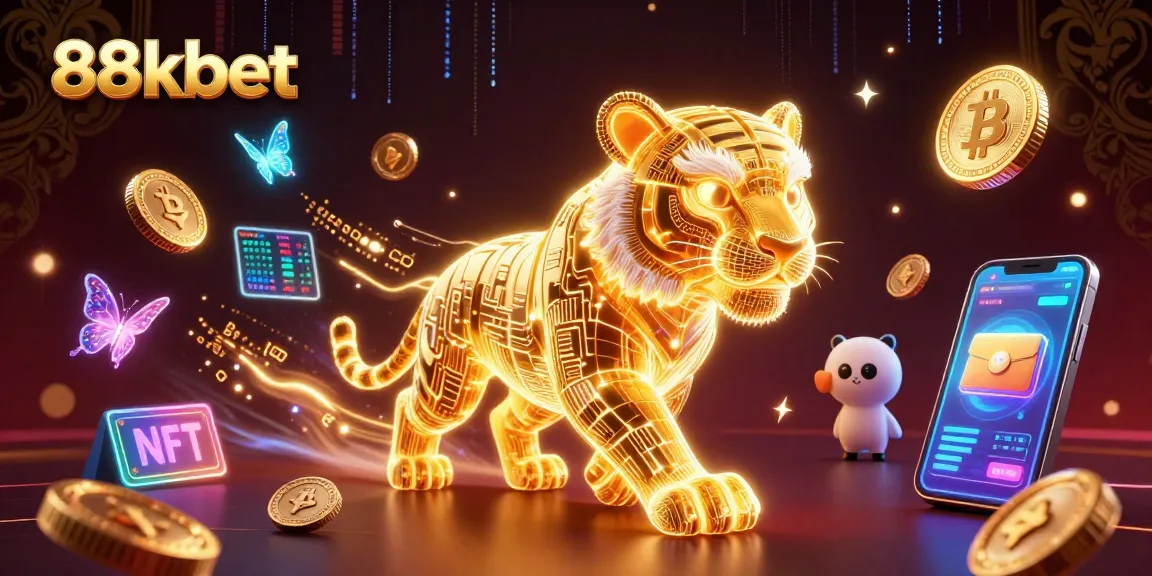 Engage in thrilling gameplay at 88kbet with a vibrant 3D casino scene featuring neon elements.