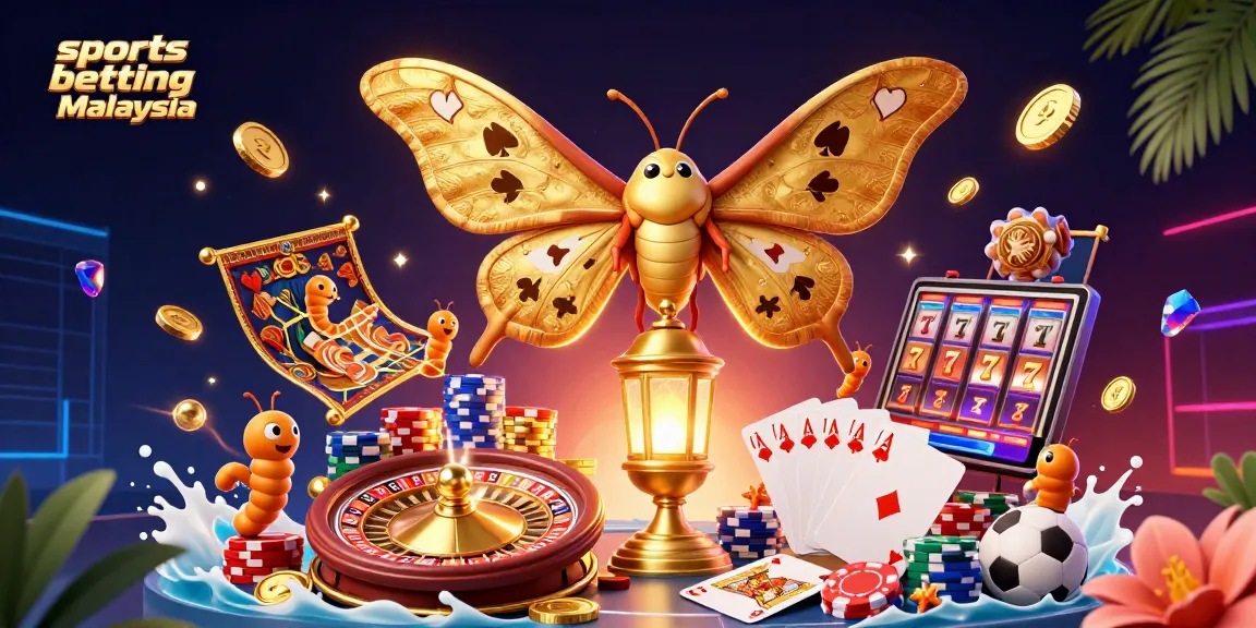 Engage in sports betting Malaysia with dynamic 3D casino elements like golden coins and trophies.