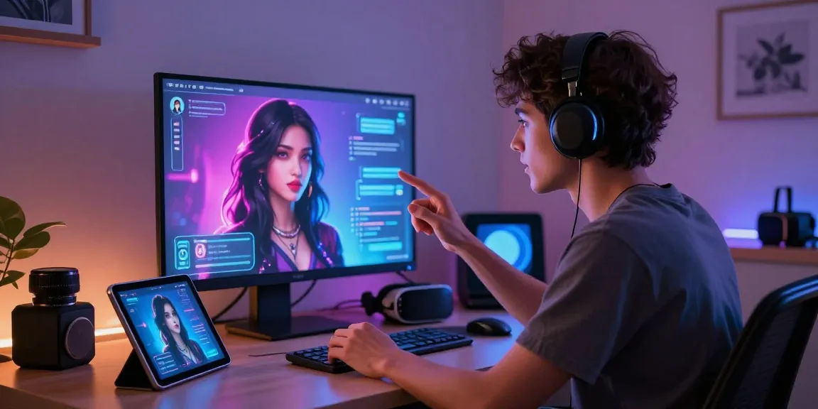 Engaging in ai nsfw chat with a vibrant virtual character on a sleek digital interface.