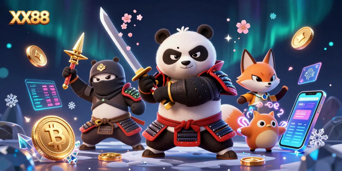 Engage with XX88 in an exciting casino adventure featuring vibrant characters and crypto elements.